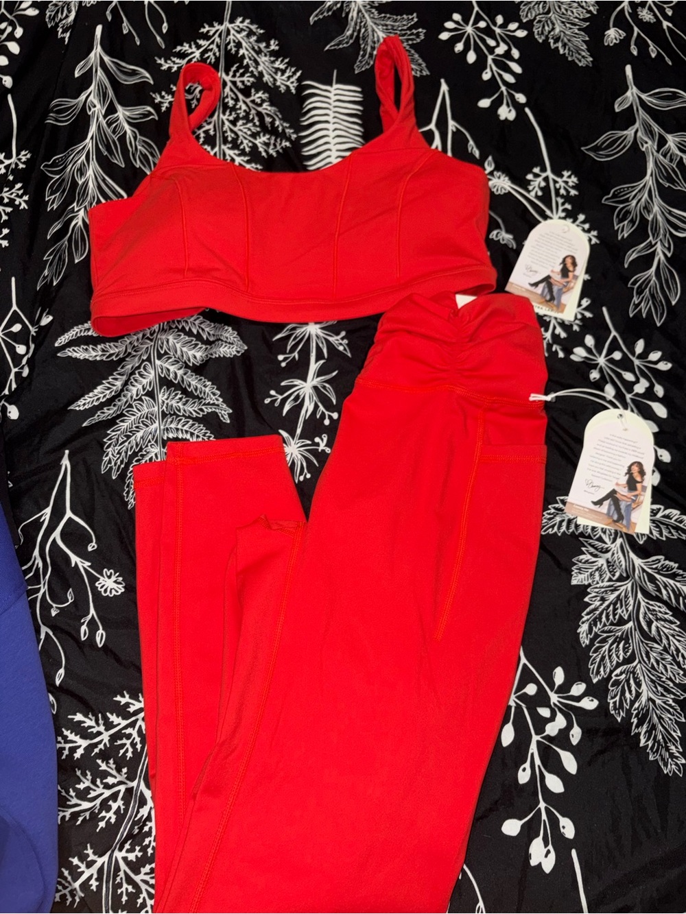 Blogilates High-Rise Red Active Leggings with Matching Support Crop Top